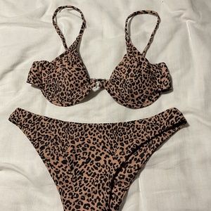 Black and brown leopard print bikini size medium never worn